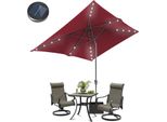 Ombrellone Aopunly Ø210X140Cm Con Led, Protezione Uv, Manovella - Rosso, Ombrellone A Sbalzo Pieghevole Di 30° Su Entrambi I Lati Ombrellone Da Balcone Rettangolare