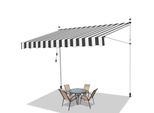 Tenda Da Sole Hengda 400X120 Cm Tenda Da Sole Per Balcone Regolabile In Altezza Con Manovella Protezione Solare Senza Forature Per Terrazze E Balconi Grigio Bianco