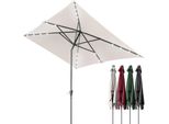 Aopunly Ombrellone Rettangolare, A Manovella Pieghevole In Ferro Balcone Ombrello Mercato, Inclinabile, 1,4X2,1 M, Led, Beige