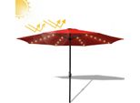 Aopunly Ombrellone A Sbalzo 350 Cm Con Led Solare, Protezione Uv, Manovella - Rosso - Ombrellone Da Giardino Ombrellone A Sbalzo