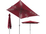 Ombrellone Hengda Ø210X140Cm Con Led, Protezione Uv, Manovella - Rosso, Ombrellone A Braccio Laterale Inclinabile Di 30° Su Entrambi I Lati, Rettangolare, Ombrellone Da Balcone