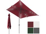Ombrellone Hengda Rettangolare, Manovella Pieghevole, Ombrellone Da Balcone In Ferro, Ombrellone Da Mercato, Inclinabile, 1,4 X 2,1 M, Led, Rosso