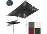 Aopunly Ombrellone Rettangolare, Ombrellone Da Balcone Pieghevole A Manovella In Ferro, Inclinabile, 2 X 3 M, Led, Grigio