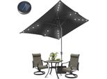 Ombrellone Aopunly Ø300X200Cm Con Led, Protezione Uv, Manovella - Grigio, Ombrellone A Sbalzo Pieghevole Di 30° Su Entrambi I Lati Ombrellone Da Balcone Rettangolare