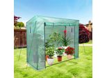Serra In Plastica Clanmacy Serra Per Pomodori 200 X 80 X 173/143 Cm (Lxpxa), Con Telo A Rete E Finestra Per Il Giardino, Tetto Inclinato, Verde