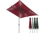 Tolletour Ombrellone Rettangolare, Ombrellone Da Balcone Pieghevole A Manovella In Ferro, Inclinabile, 1,4X2,1 M, Led, Rosso