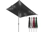 Tolletour Ombrellone Rettangolare, Ombrellone Da Balcone Pieghevole A Manovella In Ferro, Inclinabile, 1,4X2,1 M, Led, Grigio