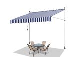 Tenda Da Sole Jayseuw 350X120 Cm Tenda Da Sole Per Balcone Regolabile In Altezza Con Manovella Protezione Solare Senza Forature Per Terrazze E Balconi Blu Bianco