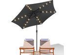 Ombrellone Clanmacy Ombrellone A Braccio Laterale 270 Cm Con Led Solare, Inclinabile Di 30°, Protezione Uv, Manovella - Grigio - Ombrellone Da Giardino Ombrellone Da Mercato Ombrellone Con Manovella