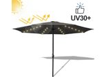 Ombrellone Hengda Ombrellone A Braccio Laterale 350 Cm Con Led Solare, Protezione Uv, Manovella - Grigio - Ombrellone Da Giardino Ombrellone Da Mercato Ombrellone Con Manovella