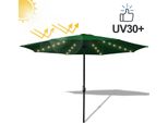 Ombrellone Hengda Ombrellone A Braccio Laterale 350 Cm Con Led Solare, Protezione Uv, Manovella - Verde - Ombrellone Da Giardino Ombrellone Da Mercato Ombrellone Con Manovella
