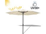 Ombrellone Hengda Ombrellone A Braccio Laterale 350 Cm Con Led Solare, Protezione Uv, Manovella - Beige - Ombrellone Da Giardino Ombrellone Da Mercato Ombrellone Con Manovella