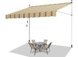 Tenda Da Sole Hengda 400X120 Cm Tenda Da Sole Per Balcone Regolabile In Altezza Con Manovella Protezione Solare Senza Forature Per Terrazze E Balconi Giallo Blu