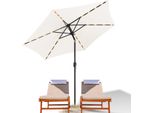 Ombrellone Clanmacy Ombrellone A Braccio Laterale 270 Cm Con Led Solare, Inclinabile Di 30°, Protezione Uv, Manovella - Beige - Ombrellone Da Giardino Ombrellone Da Mercato Ombrellone Con Manovella