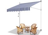 Tenda Da Sole Hengda 200X120 Cm Tenda Da Sole Per Balcone Regolabile In Altezza Con Manovella Protezione Solare Senza Forature Per Terrazze E Balconi Blu Bianco