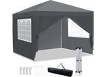 Clanmacy Gazebo Pieghevole 3X3 M Grigio Con Pareti Laterali Tenda Da Festa Protezione Uv Regolabile In Altezza Con Borsa Per Il Trasporto, Per Esterni Giardino Campeggio
