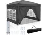 Hengda Gazebo 3X3M, Tendone Pieghevole Gazebo Da Giardino, Protezione Uv, Con Pannelli Laterali Per Giardino Terrazza Festa Party Grigio