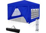 Jayseuw Gazebo 3X3M, Gazebo Pieghevole Da Giardino, Protezione Uv, Con Pannelli Laterali Per Giardino Terrazza Festa Blu