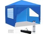 Hengda Gazebo Pieghevole 3X3M Blu Con Pareti Laterali Tenda Per Feste Protezione Uv Regolabile In Altezza Con Borsa Per Il Trasporto, Per Il Campeggio All'aperto In Giardino