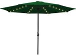 Ombrellone Clanmacy Ombrellone A Braccio Laterale 350 Cm Con Led Solare, Protezione Uv, Manovella - Verde - Ombrellone Da Giardino Ombrellone Da Mercato Ombrellone Con Manovella
