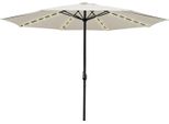 Ombrellone Clanmacy Ombrellone A Braccio Laterale 350 Cm Con Led Solare, Protezione Uv, Manovella - Beige - Ombrellone Da Giardino Ombrellone Da Mercato Ombrellone Con Manovella