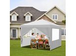 Tolletour Gazebo Pieghevole 3X3M Bianco Con Pareti Laterali Tenda Party Protezione Uv Regolabile In Altezza Con Borsa Per Il Trasporto, Per Campeggio Giardino All'aperto