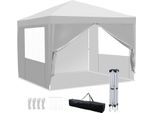 Tolletour Gazebo 3X3M, Gazebo Pieghevole Da Giardino, Protezione Uv, Con Pannelli Laterali Per Giardino Terrazza Festa Bianco