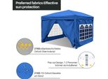 Aopunly Gazebo Pieghevole 3X3M Blu Con Pareti Laterali Tenda Per Feste Protezione Uv Regolabile In Altezza Con Borsa Per Il Trasporto, Per Il Campeggio All'aperto In Giardino