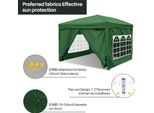 Aopunly Gazebo Pieghevole 3X3M Verde Con Pareti Laterali Tenda Per Feste Protezione Uv Regolabile In Altezza Con Borsa Per Il Trasporto, Per Il Campeggio All'aperto In Giardino