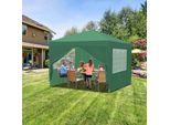 Tolletour Gazebo Pieghevole 3X3M Verde Con Pareti Laterali Tenda Party Protezione Uv Regolabile In Altezza Con Borsa Per Il Trasporto, Per Campeggio Giardino All'aperto