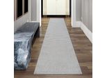 Tappeto Da Salotto A Pelo Corto Di Facile Manutenzione Con Design Moderno In Grigio Dimensioni - 80 X 250 Cm