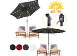 Aopunly Ombrellone Ø2,7M Incl. Led Ombrellone Da Giardino Girevole A 360° Ombrellone A Sbalzo Ombrellone Da Spiaggia - Con Led - Grigio