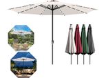 Tolletour Ø350Cm Ombrellone Ombrellone UV40+ Ombrellone Da Giardino Terrazza Giardino Protezione Uv Led Solare, Grigio