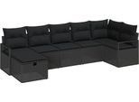 Vidaxl Set Di Divani Da Giardino 7 Pezzi Nero 287 X 122 X 85 Cm Poly Rattan