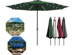 Tolletour Ø350Cm Ombrellone Ombrellone UV40+ Ombrellone Da Giardino Terrazza Giardino Protezione Uv Led Solare, Rosso