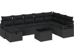 Vidaxl Set Di Divani Da Giardino 9 Pezzi Nero 287 X 177 X 85 Cm Poly Rattan