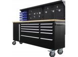Luxtom | Banco Da Lavoro Con Parete Forata, 148X52X213Cm, Tavolo Da Officina, Banco Da Lavoro, Carrello Da Officina, Carrello Portautensili, Banco Da Lavoro Mobile