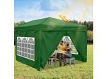 Gazebo Pieghevole Clanmacy, Gazebo Con 4 Pareti Laterali, Gazebo Per Feste Con Protezione Uv, Gazebo Pieghevole 3X3M Con 4 Lati Verde