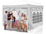 Gazebo Pieghevole Tolletour, Gazebo Con 4 Pareti Laterali, Gazebo Per Feste Con Protezione Uv, Gazebo Pieghevole 3X3M Con 4 Lati Bianco