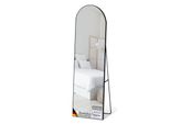 Specchio A Figura Intera, 147 X 44 Cm, Specchio Verticale Nero Con Cornice In Alluminio Curvato, Da Appoggio E Da Parete, Madison