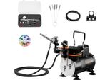 Set Di Aerografi Vevor 1/6 Hp Con Compressore D'aria E Serbatoio, 1 Pistola Ad Aerografo A Doppia Azione Con 3 Ugelli (0,2/0,3/0,5 Mm) E Tubo Flessibile, Supporto E Set Di Pulizia, Per La Decorazione Di Torte, La Pittura Di Modelli E La Nail Art