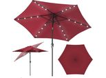 Izrielar Ombrellone Da 2,7 M UV50+ Inclinabile Protezione Solare Ombrellone Da Giardino Ombrellone Da Spiaggia Led Solare, Pieghevole, Telo Con Rivestimento Pa, Rosso