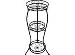 Portavasi - Scaffale Per Fiori In Metallo, 3 Ripiani - Per Giardino, Balcone, Soggiorno - Interno/Esterno - Da Montare - Nero