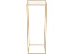 Portafiori - Colonna Rettangolare - Metallo - Con Piano In Acrilico - 28 X 28 X 80 Cm - Decorazioni Per Matrimoni - Oro