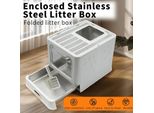 Lettiera Per Gatti - Lettiera Chiusa Con Coperchio - Ingresso Frontale - Cassetto Estraibile - Con Paletta - Plastica - Grigio