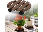 Izrielar 3X Wpc Carrello Per Piante 30 Cm, Carrello Per Fiori Con Portata 80 Kg, Sottopiatto Con Rotelle, Carrello Per Vasi Da Fiori, Vaso Da Fiori (Rotondo, Marrone)