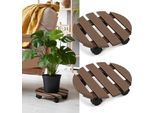 Izrielar 4X Wpc Carrello Per Piante 30 Cm, Carrello Per Fiori Con Portata 80 Kg, Sottopiatto Con Rotelle, Carrello Per Vasi Da Fiori, Vaso Da Fiori (Rotondo, Marrone)