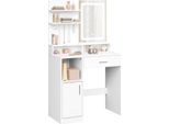 Tavolo Da Trucco - Tavolo Da Toeletta - Senza Specchio - 1 Cassetto - 80X40X140 Cm - Piano Del Tavolo Con Portata 50 Kg - Pannello Truciolare + Vetro - Bianco