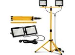 Faretti Da Cantiere Led Izrielar, 2X50W Faretti 6500K Bianco Freddo, Faretti Con Treppiede E Cavo Da 3 M Con Spina, Lampada Da Lavoro Per Garage E Cantieri