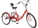 Triciclo Per Adulti - Pieghevole - Ruote Da 61 Cm - 7 Marce - Telaio Acciaio Al Carbonio - Freno A V Anteriore, Freno Di Stazionamento Posteriore - Altezza Sella 76-95 Cm - Rosso